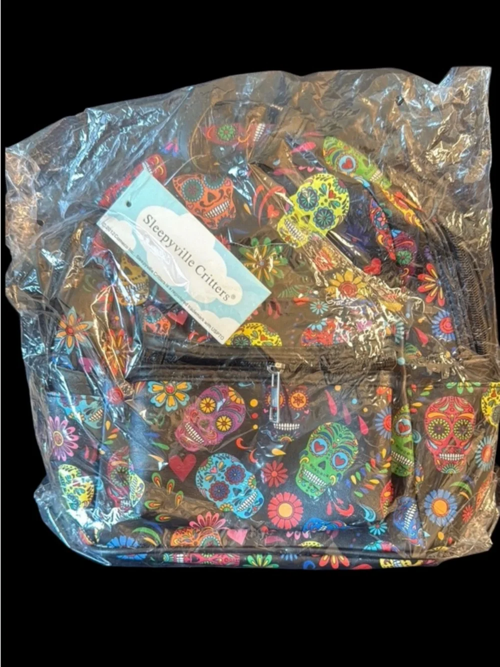 Sleepyville Critters Sugar Skulls Backpack Gothic Day of the Dead Back to School